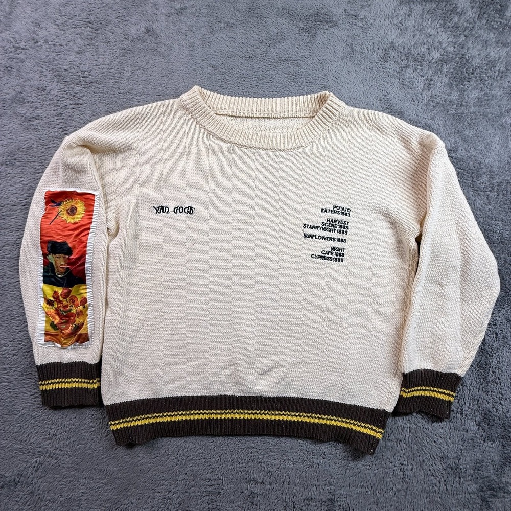 Aelfric Eden Van Gogh Knit Sweater M Starry Night Sunflowers Art Streetwear